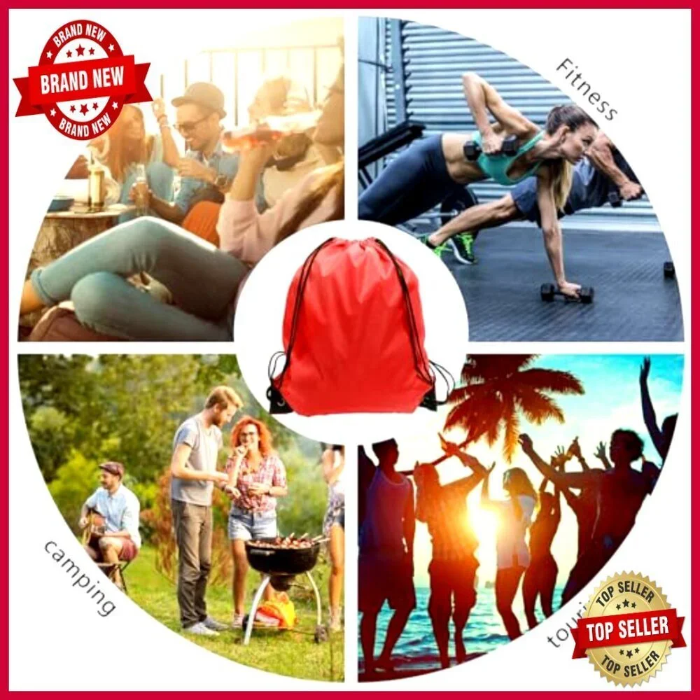 Nylon Drawstring Backpack Gym Bag Sport Travel Team 16.5x13.3